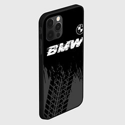Чехол для iPhone 12 Pro Max BMW speed на темном фоне со следами шин: символ св, цвет: 3D-черный — фото 2