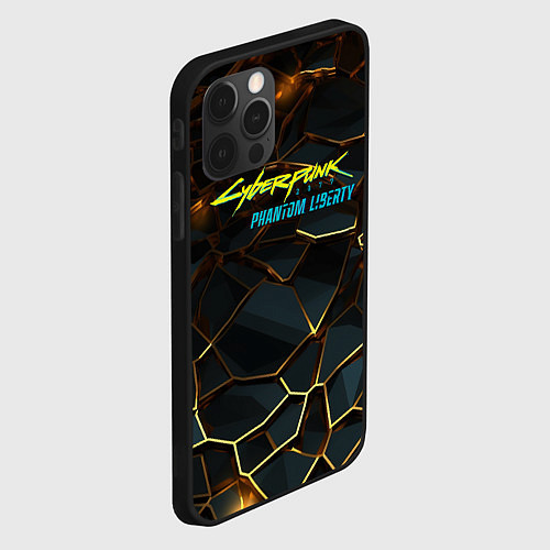 Чехол iPhone 12 Pro Max Cyberpunk 2077 phantom liberty gold abstract / 3D-Черный – фото 2