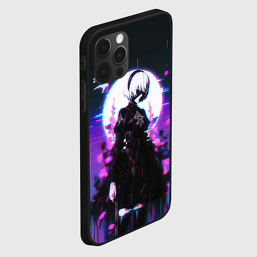 Чехол iPhone 12 Pro Max Nier automata 2b neon / 3D-Черный – фото 2