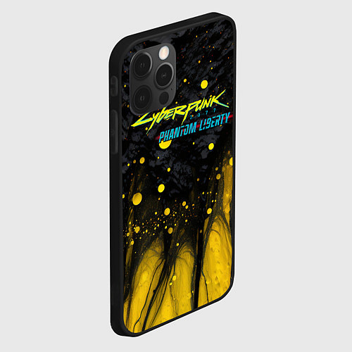 Чехол iPhone 12 Pro Max Cyberpunk 2077 phantom liberty black gold / 3D-Черный – фото 2