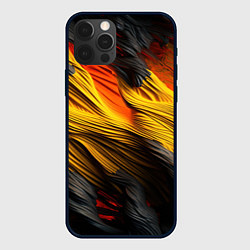 Чехол для iPhone 12 Pro Max Черно-желтая текстура, цвет: 3D-черный