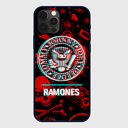 Чехол для iPhone 12 Pro Max Ramones rock glitch, цвет: 3D-черный