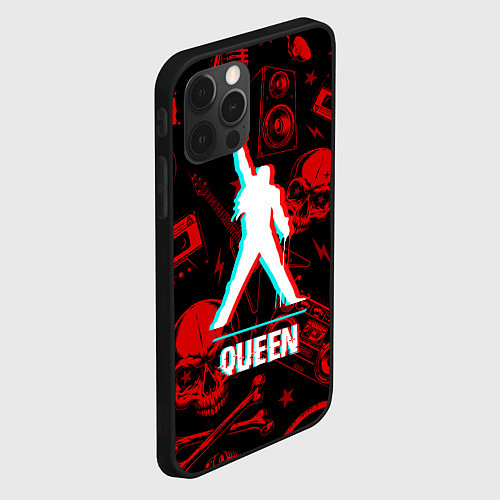 Чехол iPhone 12 Pro Max Queen rock glitch / 3D-Черный – фото 2