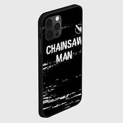 Чехол для iPhone 12 Pro Max Chainsaw Man glitch на темном фоне: символ сверху, цвет: 3D-черный — фото 2