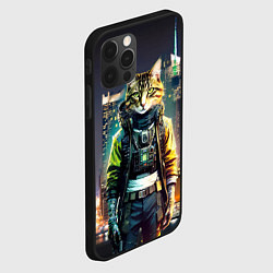 Чехол для iPhone 12 Pro Max Cool cat in New York city at night, цвет: 3D-черный — фото 2