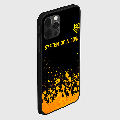 Чехол iPhone 12 Pro Max System of a Down - gold gradient: символ сверху / 3D-Черный – фото 2