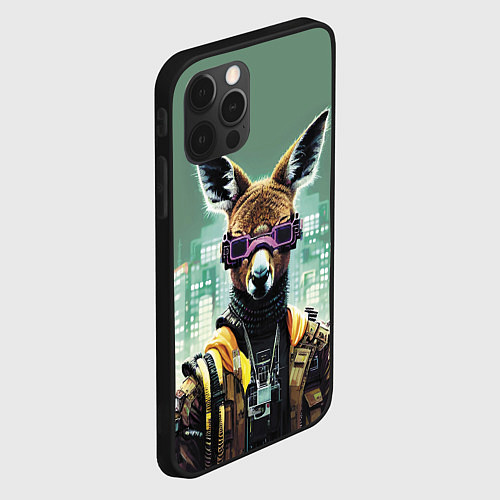 Чехол iPhone 12 Pro Max Cool kangaroo - cyberpunk / 3D-Черный – фото 2