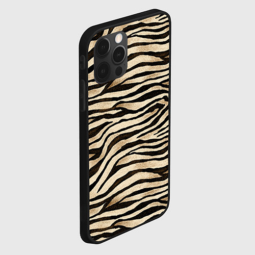 Чехол iPhone 12 Pro Max Шкура зебры и белого тигра / 3D-Черный – фото 2