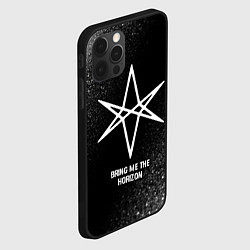 Чехол для iPhone 12 Pro Max Bring Me the Horizon glitch на темном фоне, цвет: 3D-черный — фото 2