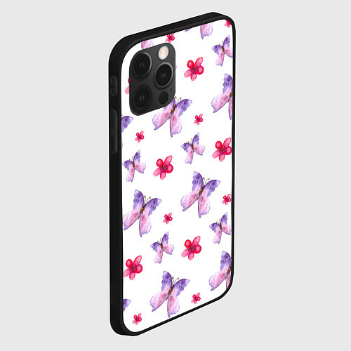 Чехол iPhone 12 Pro Max Spring butterflies / 3D-Черный – фото 2