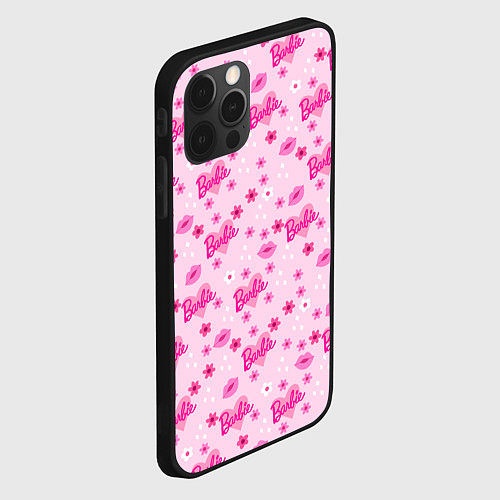 Чехол iPhone 12 Pro Max Барби, сердечки и цветочки / 3D-Черный – фото 2