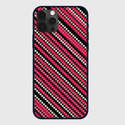 Чехол для iPhone 12 Pro Max Полосы пиксели красный, цвет: 3D-черный