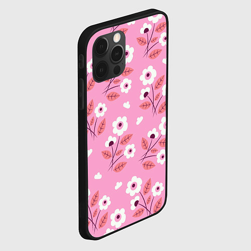 Чехол iPhone 12 Pro Max Flowers on pink / 3D-Черный – фото 2