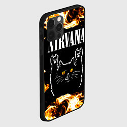 Чехол для iPhone 12 Pro Max Nirvana рок кот и огонь, цвет: 3D-черный — фото 2
