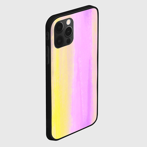 Чехол iPhone 12 Pro Max Акварельный градиент желто- розовый / 3D-Черный – фото 2