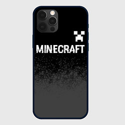 Чехол для iPhone 12 Pro Max Minecraft glitch на темном фоне: символ сверху, цвет: 3D-черный