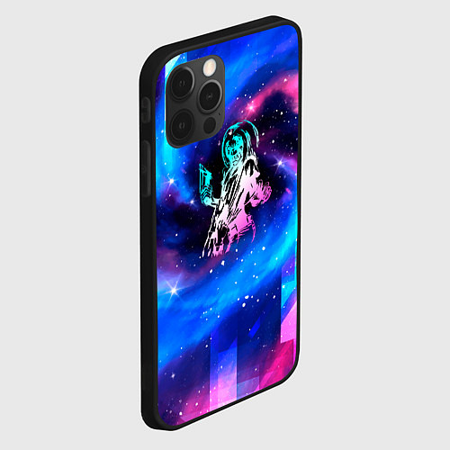 Чехол iPhone 12 Pro Max Iron Maiden неоновый космос / 3D-Черный – фото 2