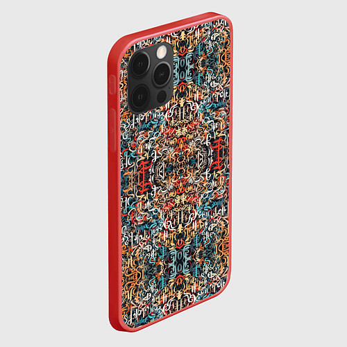 Чехол iPhone 12 Pro Max Каллиграфический паттерн / 3D-Красный – фото 2