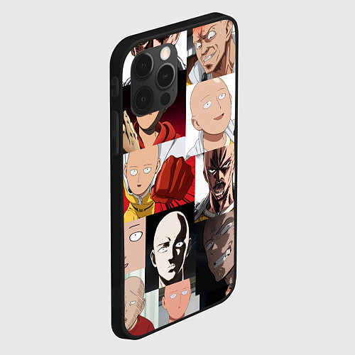 Чехол iPhone 12 Pro Max Saitama - many faces / 3D-Черный – фото 2