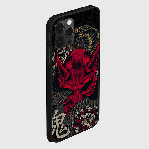 Чехол iPhone 12 Pro Max Oni mask and snake / 3D-Черный – фото 2