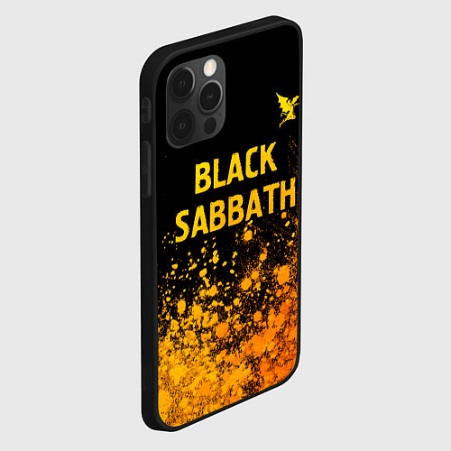 Чехол iPhone 12 Pro Max Black Sabbath - gold gradient: символ сверху / 3D-Черный – фото 2