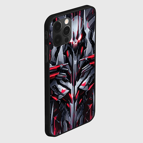 Чехол iPhone 12 Pro Max Красный Кибер череп / 3D-Черный – фото 2