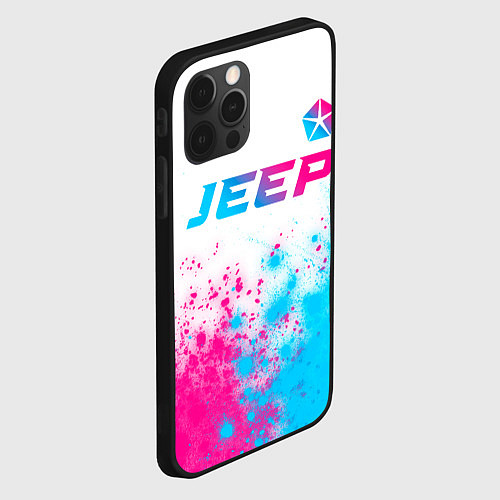 Чехол iPhone 12 Pro Max Jeep neon gradient style: символ сверху / 3D-Черный – фото 2