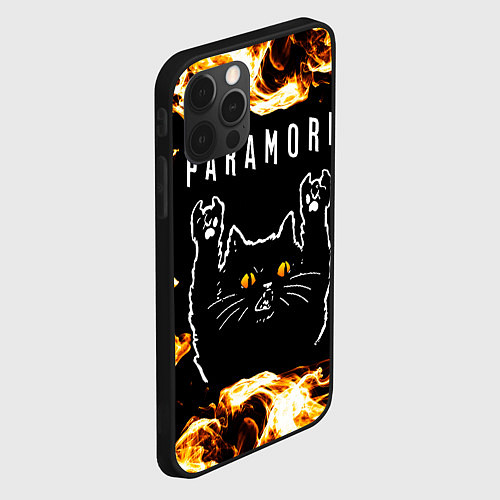 Чехол iPhone 12 Pro Max Paramore рок кот и огонь / 3D-Черный – фото 2