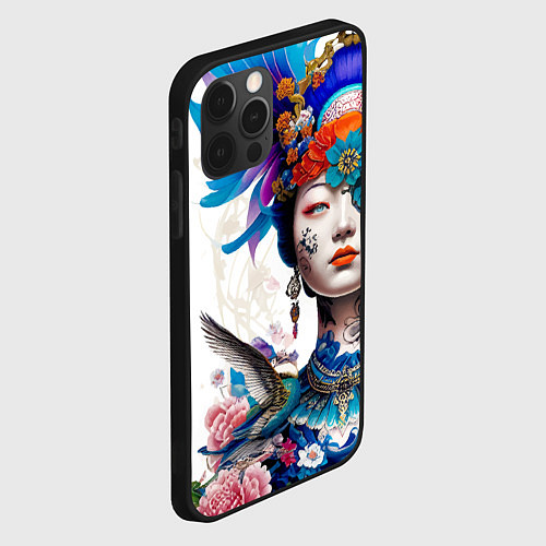 Чехол iPhone 12 Pro Max Japanese girl - irezumi - tattoo / 3D-Черный – фото 2