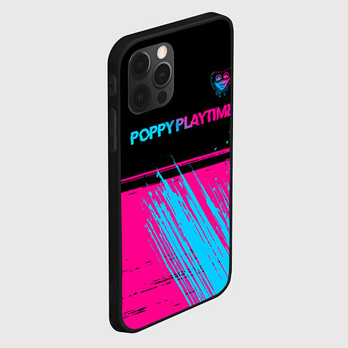 Чехол iPhone 12 Pro Max Poppy Playtime - neon gradient: символ сверху / 3D-Черный – фото 2