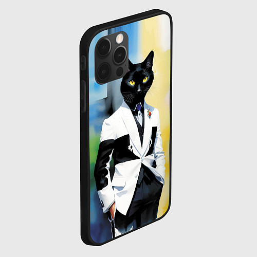 Чехол iPhone 12 Pro Max Cat fashionista - neural network - pop art / 3D-Черный – фото 2