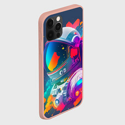 Чехол для iPhone 12 Pro Max Космонавт - акварельные мазки, цвет: 3D-светло-розовый — фото 2