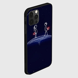 Чехол для iPhone 12 Pro Max Влюблённые с сердцами на темном фоне, цвет: 3D-черный — фото 2