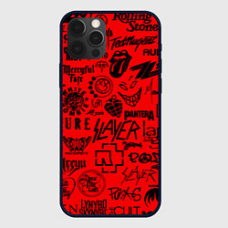 Чехол для iPhone 12 Pro Max Лучшие рок группы на красном, цвет: 3D-черный