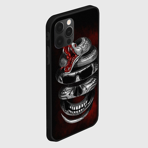 Чехол iPhone 12 Pro Max Snake skull / 3D-Черный – фото 2