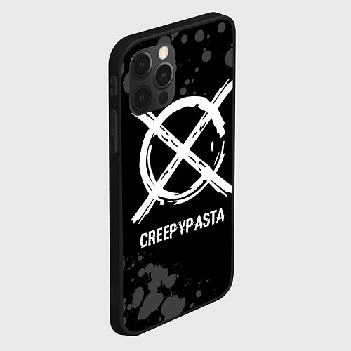 Чехол iPhone 12 Pro Max CreepyPasta glitch на темном фоне / 3D-Черный – фото 2