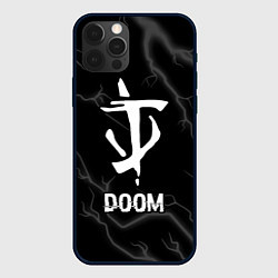 Чехол для iPhone 12 Pro Max Doom glitch на темном фоне, цвет: 3D-черный