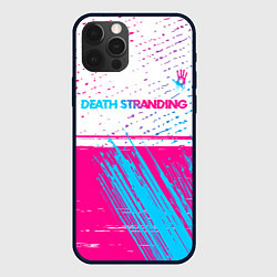 Чехол для iPhone 12 Pro Max Death Stranding neon gradient style: символ сверху, цвет: 3D-черный