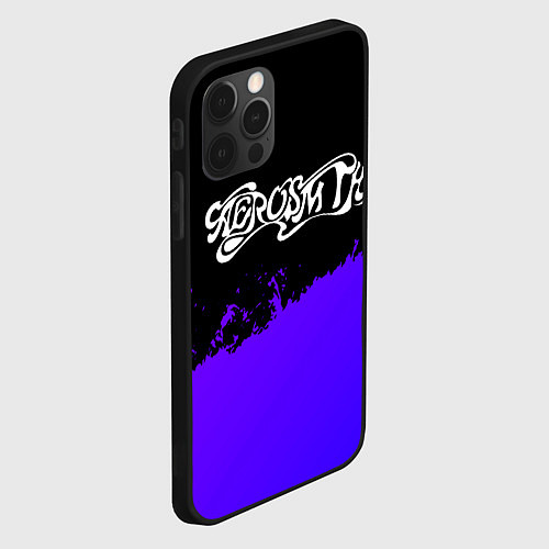 Чехол iPhone 12 Pro Max Aerosmith purple grunge / 3D-Черный – фото 2