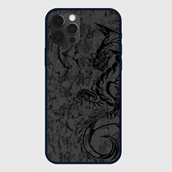 Чехол iPhone 12 Pro Max Black dragon - grunge