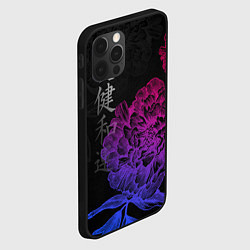 Чехол для iPhone 12 Pro Max Neon flowers - japanese art, цвет: 3D-черный — фото 2