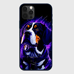 Чехол iPhone 12 Pro Max Бигль - фиолетовый неон