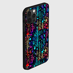 Чехол для iPhone 12 Pro Max Флуоресцентные Цветы, цвет: 3D-черный — фото 2