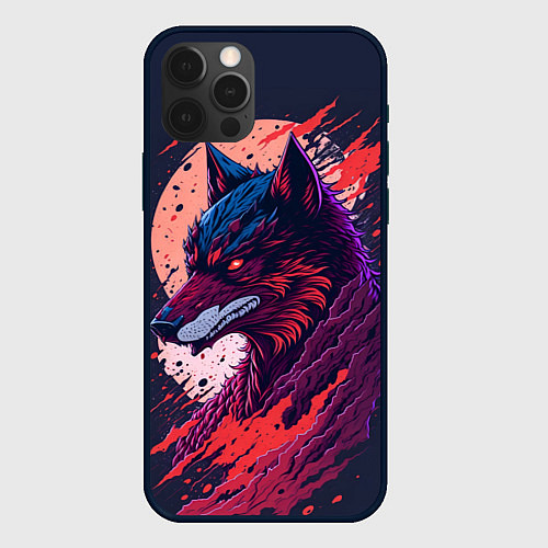 Чехол iPhone 12 Pro Max Нейросетевой волк / 3D-Черный – фото 1