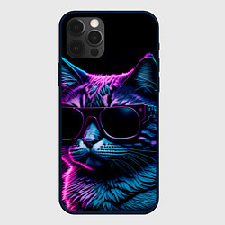 Чехол для iPhone 12 Pro Max Неоновый котик в очках, цвет: 3D-черный