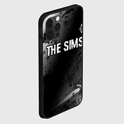 Чехол для iPhone 12 Pro Max The Sims glitch на темном фоне: символ сверху, цвет: 3D-черный — фото 2