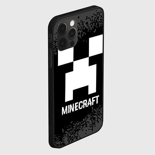 Чехол iPhone 12 Pro Max Minecraft glitch на темном фоне / 3D-Черный – фото 2