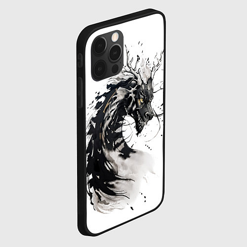 Чехол iPhone 12 Pro Max Дракон тату краска / 3D-Черный – фото 2