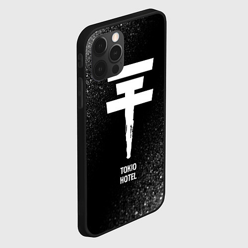 Чехол iPhone 12 Pro Max Tokio Hotel glitch на темном фоне / 3D-Черный – фото 2