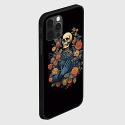 Чехол для iPhone 12 Pro Max Винтажный скелет в цветах, цвет: 3D-черный — фото 2